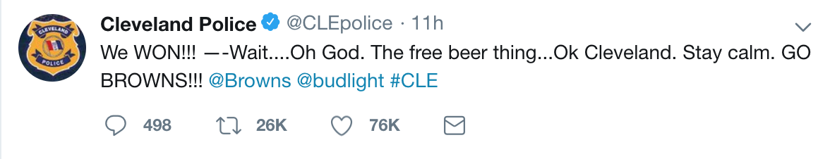 Cleveland Police Bud Light Tweet