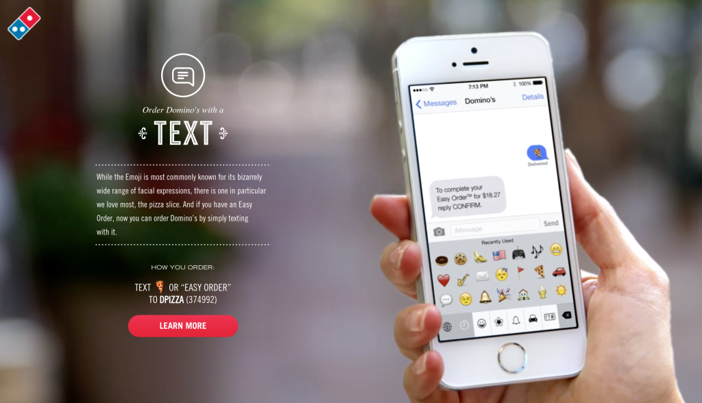 Dominos Emoji Text Ordering