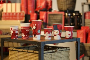 Starbucks holiday cups from years past