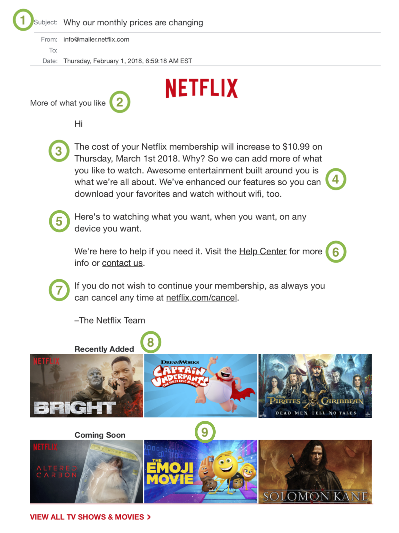 Netflix Price Change Email Anatomy