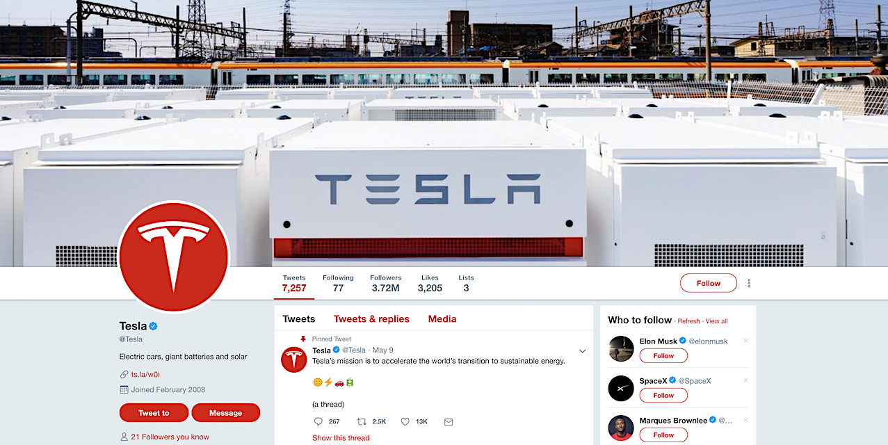 Tesla Twitter Page