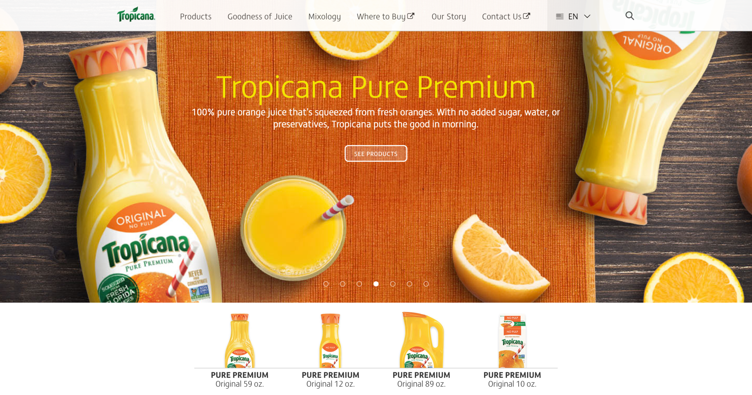 Tropicana Orange Juice Website